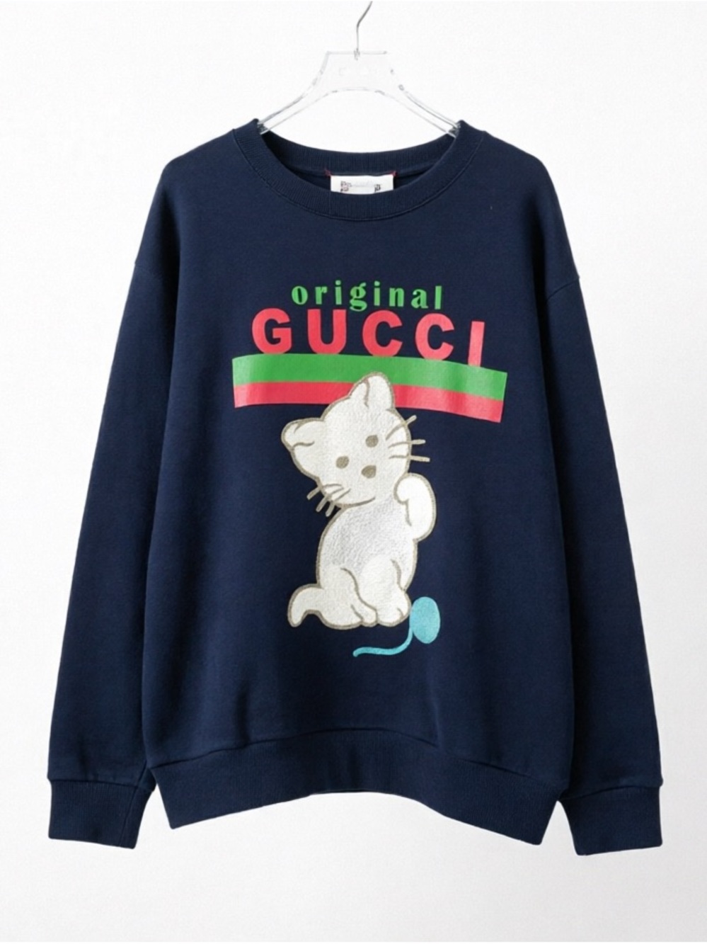 Gucci  Sweatshirt with Red and Green Logo and Cream Cat